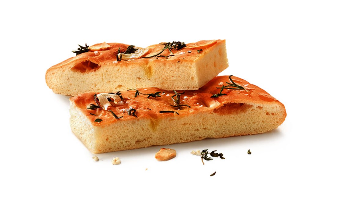 Picture of a baked piece of Focaccia dough made from Wewalka fresh dough